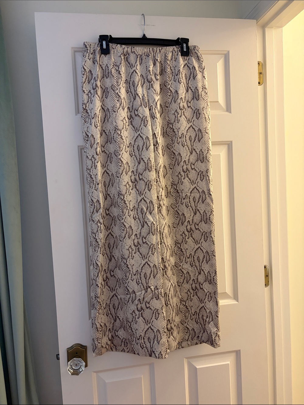 Silk wide-leg snakeskin pants